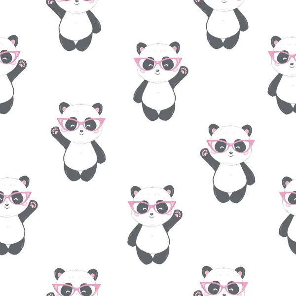 Dibujos Animados Lindo Patrón Panda Sin Costura Vector Animal — Vector de stock