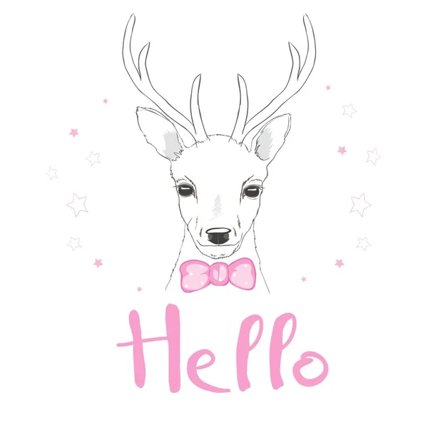 Deer Cartoon Illustration Design Cute Bambi Animal Vector — Stock Vector