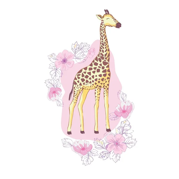 Mignon Girafe Icône Isolée Vecteur Illustration Conception — Image vectorielle