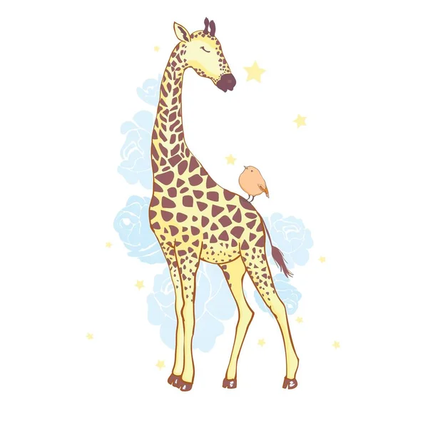Cute Giraffe Isolated Icon Vector Illustration Design — Stock Vector