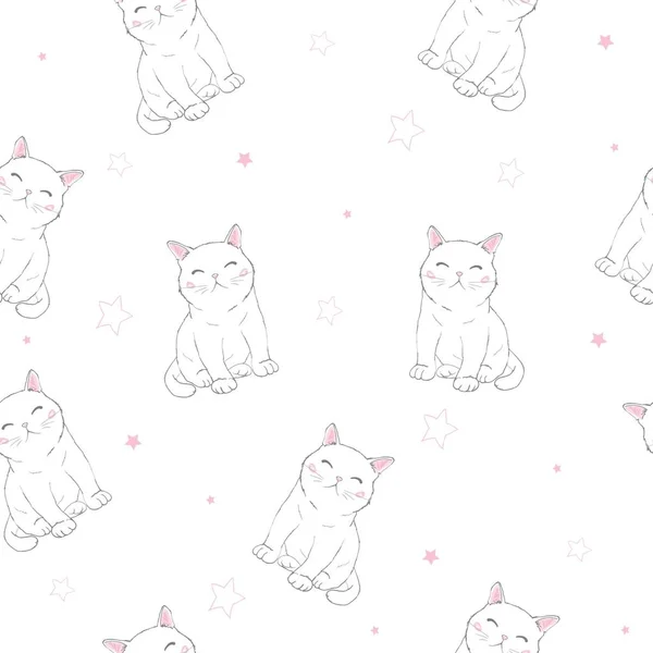 Симпатичные Cats Pet Seamless Icons Path Background — стоковый вектор