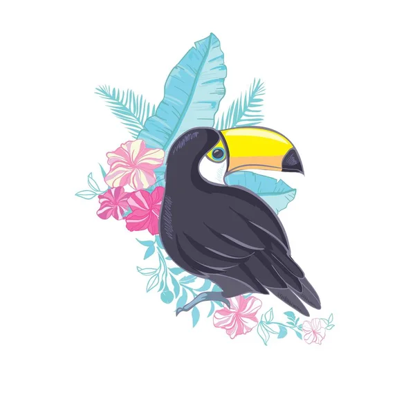 Dobra Ilustracja Tukana Formacie Wektorowym Cute Obraz Ptaka Toucan Odzieży — Wektor stockowy