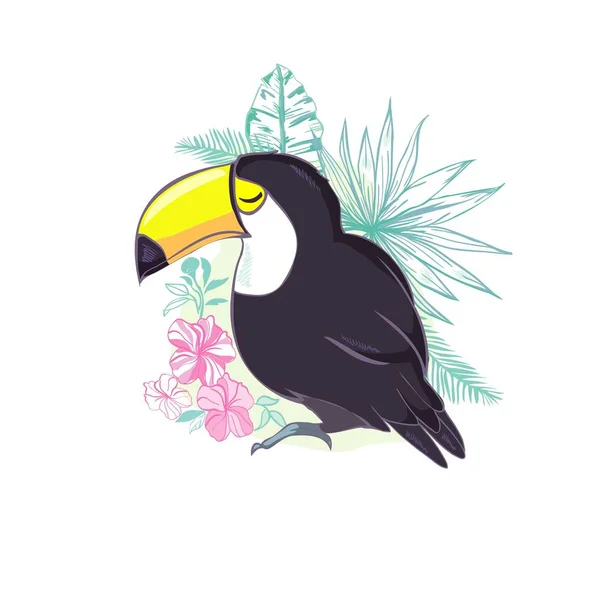 ベクトル形式でのToucanの良いイラスト かわいいToucan鳥の絵子供服 — ストックベクタ