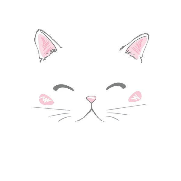 Mano Vettoriale Disegnato Carino Gatto Illustrazione Isolata Sfondo Bianco — Vettoriale Stock