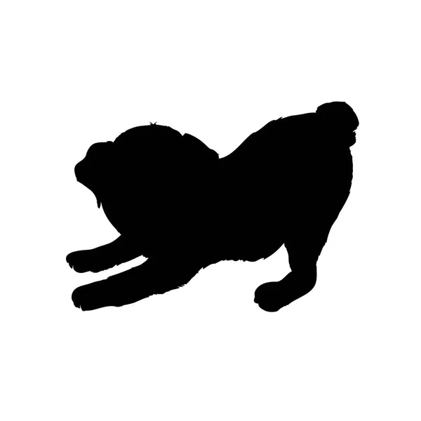 Пугові Чистокровні Собаки Векторний Силует Ізольовані — стоковий вектор