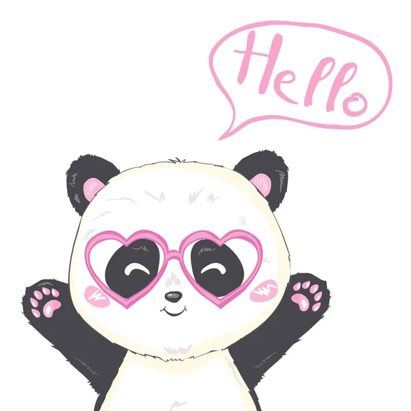 Vector Illustration: A cute cartoon giant panda is sitting on the ground, sticking tongue out, with a branch of bamboo leaves in hand