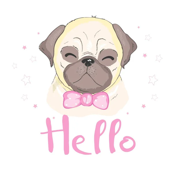 Ilustración Dibujos Animados Perro Pug Lindo Perro Animal Elemento Diseño — Vector de stock