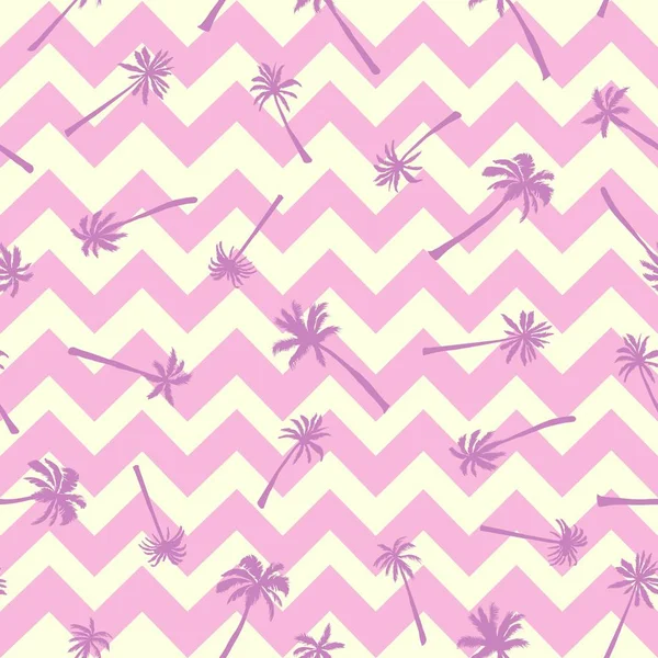 Palm Tree Pattern Seamless Hand Drawn Textures Exotic Trendy Background — Stock Vector