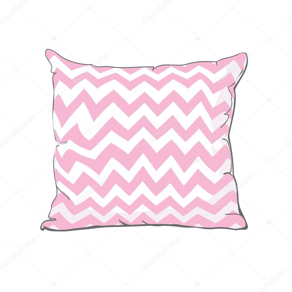 Vector cartoon decorative pillows. Hand drawn set of decorative pillows. Doodle illustration