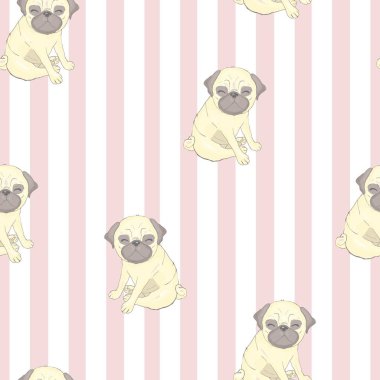 Vektör şirin pug vektör desen