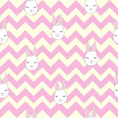 Çocuklar için karikatür tavşan ile Seamless modeli. Vektör, illüstrasyon, sevimli hayvanlar.