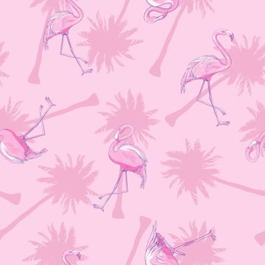 sorunsuz flamingo tasarlamak vektör, illüstrasyon, kuş, tasarım, yaz pembe baskı Tekstil tropikal