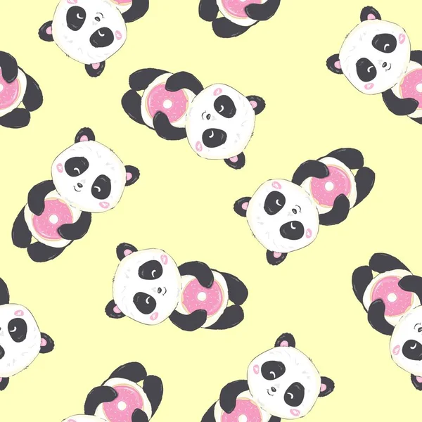 Panda Mönster Vektor Illustration Söta Djur — Stock vektor