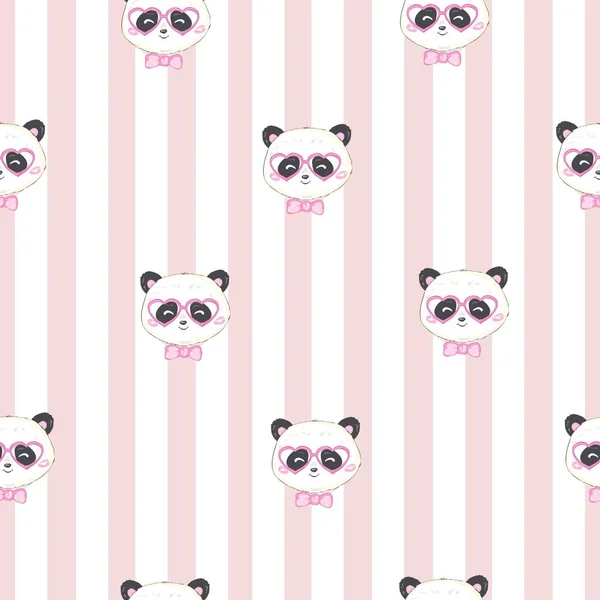 Panda Patroon Vector Illustratie Schattige Dieren — Stockvector