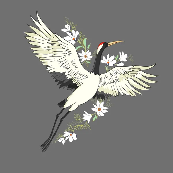 Vettore Illustrazioni Gru Uccelli Cicogna Bianca Oggetto Isolato — Vettoriale Stock