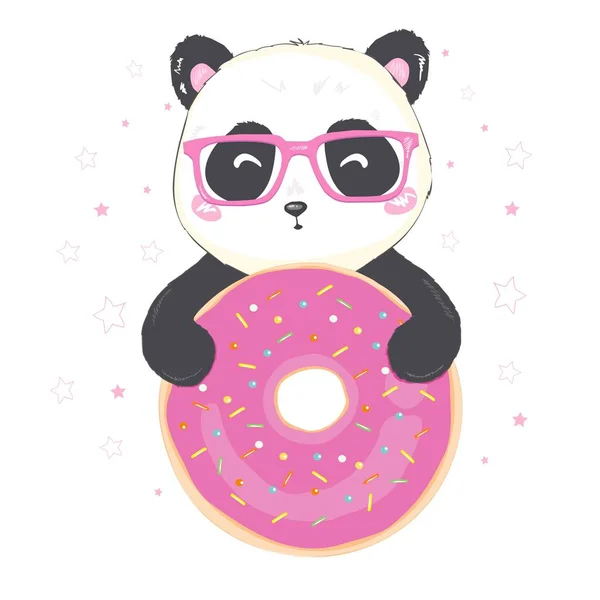 Carino Panda Illustrazione Vettore Animale — Vettoriale Stock
