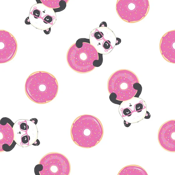 Panda Patroon Vector Illustratie Schattige Dieren — Stockvector