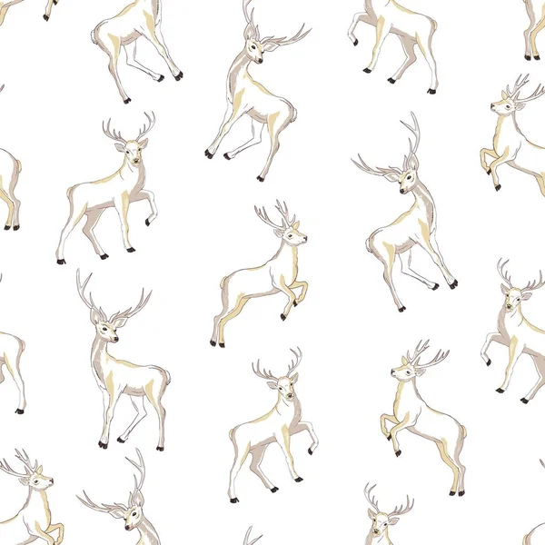 Modello Cervo Senza Soluzione Continuità Animale Arte Sfondo Cartone Animato — Vettoriale Stock