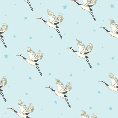 Vinç, desen, vektör çizimi uçan kuş çiçeği