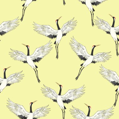 Vinç, desen, vektör çizimi uçan kuş çiçeği