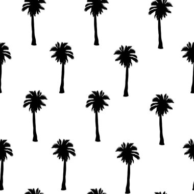 Palmiye ağacı desen. Dikişsiz el dokular egzotik trendy arka plan üzerinde çekilmiş..
