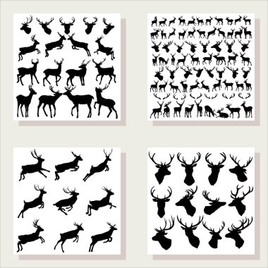 geyiği siluet, hazır, vektör, illüstrasyon