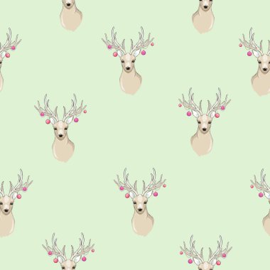 sorunsuz geyik desen, hayvan, sanat, arka plan, çizgi film, Noel, Sevimli, illüstrasyon