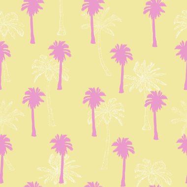 Palmiye ağacı desen. Dikişsiz el dokular egzotik trendy arka plan üzerinde çekilmiş..