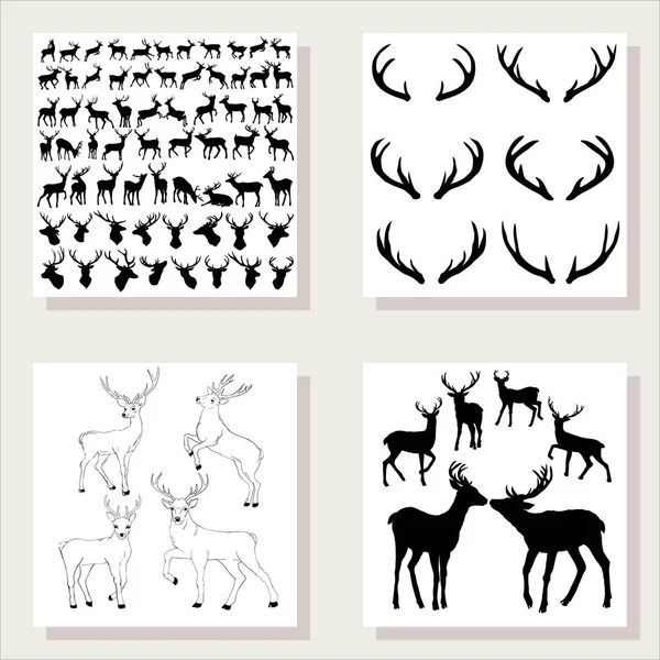 geyiği siluet, hazır, vektör, illüstrasyon