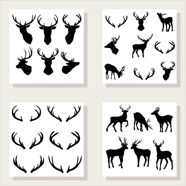 Deer Silhouette Set Vector Illustration — Stock Vector