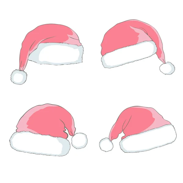 サンタ帽子セット キャップ お祝い お祝い クリスマス クロース 衣料品 コレクション — ストックベクタ