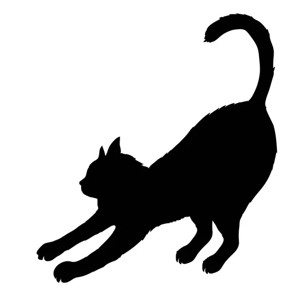 Schwarze Katzensilhouette Isoliert Auf Weißem Hintergrund — Stockvektor
