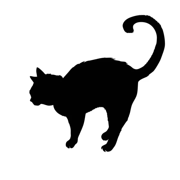 Silueta Gato Negro Aislada Sobre Fondo Blanco — Vector de stock