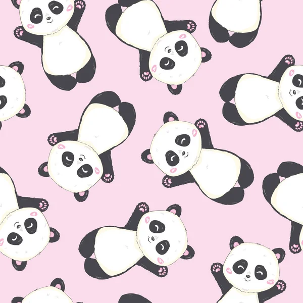 Dibujos Animados Sin Costura Patrón Panda — Vector de stock