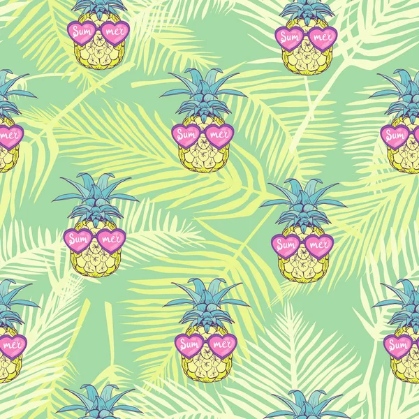 Mignon Imprimé Sans Couture Avec Des Ananas — Image vectorielle