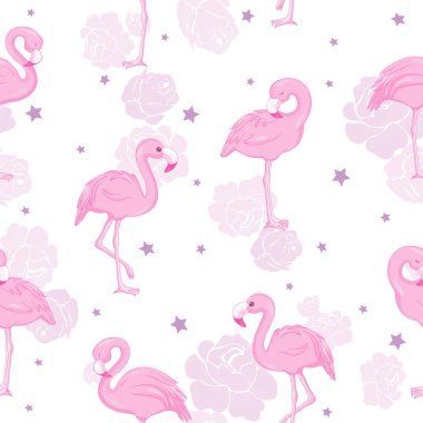 Vektör flamingolar ile seamless modeli