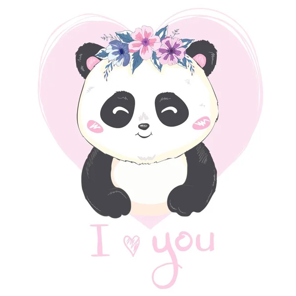 Aranyos Panda Illusztráció Vektor Állat — Stock Vector
