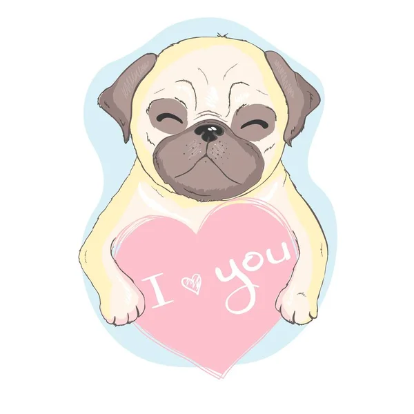 Ilustración Dibujos Animados Perro Pug Lindo Perro Animal Elemento Diseño — Vector de stock