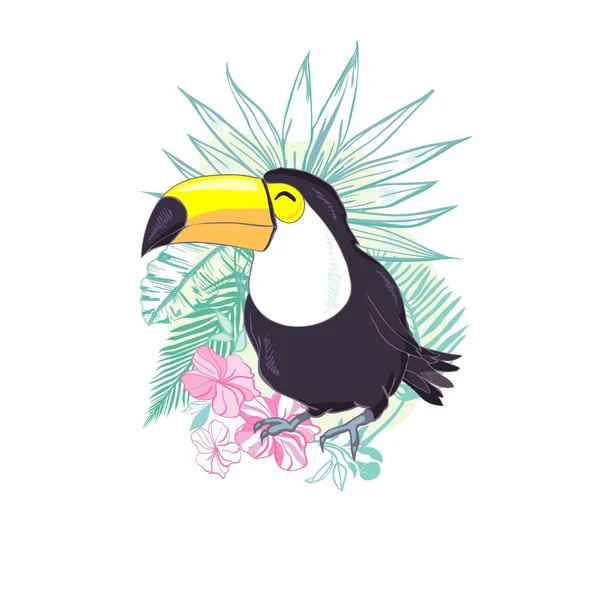ベクトル形式でのToucanの良いイラスト かわいいToucan鳥の絵子供服 — ストックベクタ