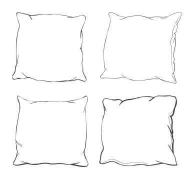 Vektör karikatür dekoratif yastıklar. Dekoratif yastıklar elle çizilmiş kümesi. Doodle illüstrasyon