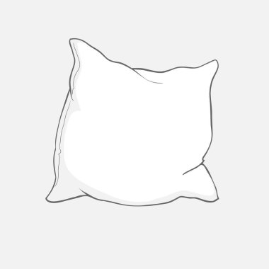 yastık, sanat, yastık izole, beyaz yastık, yatak yastık vektör çizim kroki