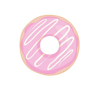 çörek pembe sır ile. Donut kutsal kişilerin resmi, vektör çizim düz tarzı