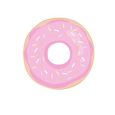 çörek pembe sır ile. Donut kutsal kişilerin resmi, vektör çizim düz tarzı