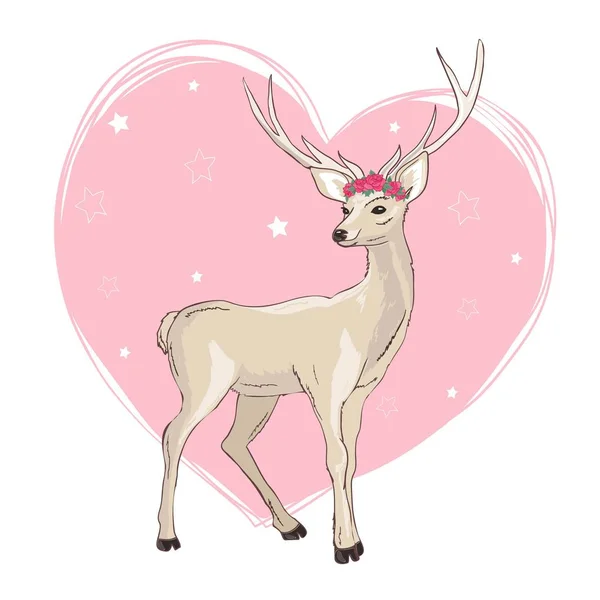 Deer cartoon illustration design.Cute bambi animal vector.Merry christmas card. — Stock Photo, Image