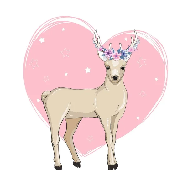 Ilustracja rysunek jelenia design.Cute bambi wektor zwierząt.Merry kartka Boże Narodzenie. — Zdjęcie stockowe