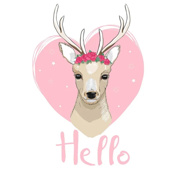 Desenho de desenho animado de cervos design.Cute bambi animal vector.Merry cartão de Natal. — Fotografia de Stock