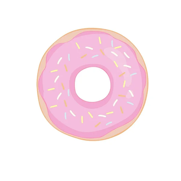 Пончик с розовой глазурью. иконка пончика, векторная иллюстрация в плоском стиле — стоковое фото