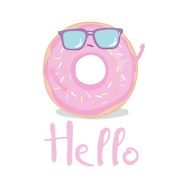 Donut with pink glaze. donut icon, vector illustration in flat style — Stock Photo, Image