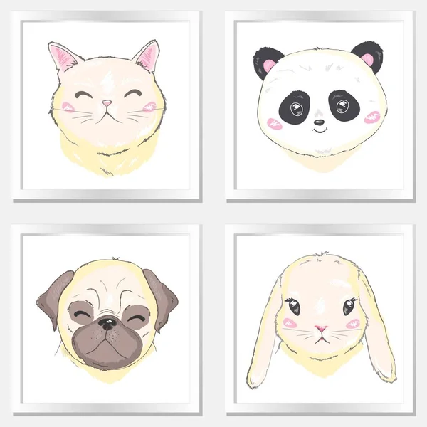 Pets face, dog, cat, and rabbit