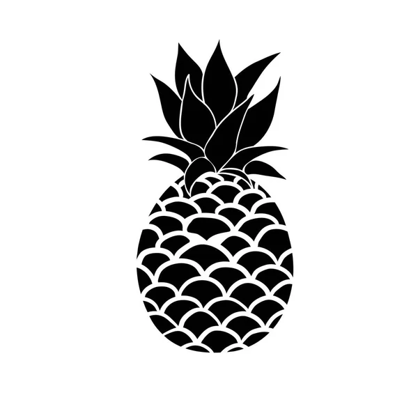 Ananas med blad ikon. Tropiske frugter isoleret på hvid baggrund. Symbol på mad, sød, eksotisk og sommer, vitamin, sund. Naturlogo. Flad koncept. Design element vektor illustration - Stock-foto